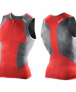 2XU - Perform Tri Singlet - Men's - -ZONE3 shop 2XU Perform Tri Singlet Neon Red Charcoal MT2850a NRDCHR 98005.1663857666