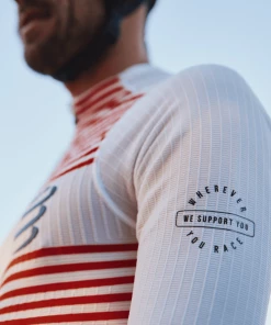 Compressport - Tri Postural Short Sleeve Top - Men's - White/Orangeade -ZONE3 shop AM00124B 101 Alternate 2 96512.1651569114