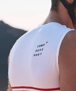 Compressport - Tri Postural Tank Top - Men's - White/Orangeade -ZONE3 shop AM00125B 101 Alternate 3 63989.1651569129