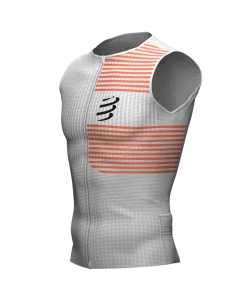 Compressport - Tri Postural Tank Top - Men's - White/Orangeade -ZONE3 shop AM00125B 101 Large 35244.1651569129