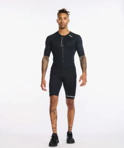 2XU - Aero Sleeved Trisuit - Men's - Black/White - 2023