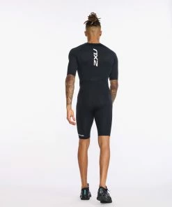 2XU - Aero Sleeved Trisuit - Men's - Black/White - 2023 -ZONE3 shop MT6426d BLK WHT 08 63145.1656402660