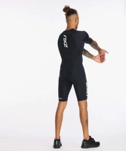 2XU - Aero Sleeved Trisuit - Men's - Black/White - 2023 -ZONE3 shop MT6426d BLK WHT 09 33498.1656402660