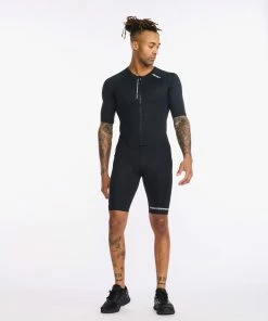 2XU - Aero Sleeved Trisuit - Men's - Black/White - 2023 -ZONE3 shop MT6426d BLK WHT 15 72732.1656402660
