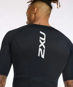 2XU - Aero Sleeved Trisuit - Men's - Black/White - 2023 -ZONE3 shop MT6426d BLK WHT 17 91895.1656402660