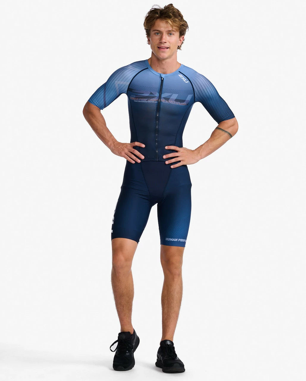 2XU - Aero Sleeved Trisuit - Men's - Midnight/Turmeric 5 2XU - Aero Sleeved Trisuit - Men's - Midnight/Turmeric - Image 5