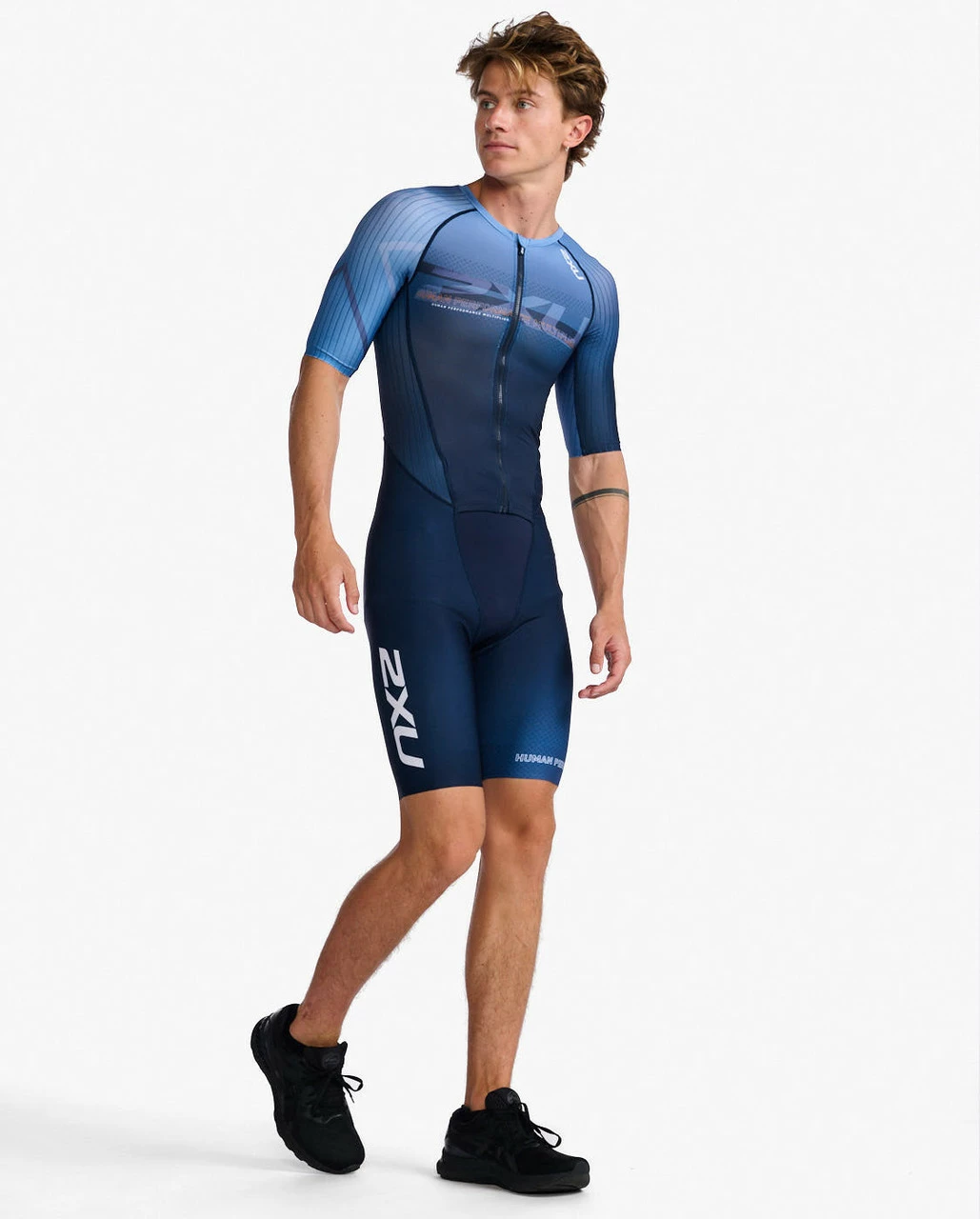2XU - Aero Sleeved Trisuit - Men's - Midnight/Turmeric 8 2XU - Aero Sleeved Trisuit - Men's - Midnight/Turmeric - Image 8