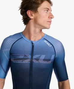 2XU - Aero Sleeved Trisuit - Men's - Midnight/Turmeric 12 2XU - Aero Sleeved Trisuit - Men's - Midnight/Turmeric -ZONE3 shop MT6426d MDN TUR 48 97870.1655980267