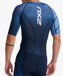 2XU - Aero Sleeved Trisuit - Men's - Midnight/Turmeric 15 2XU - Aero Sleeved Trisuit - Men's - Midnight/Turmeric -ZONE3 shop MT6426d MDN TUR 49 24550.1655980267