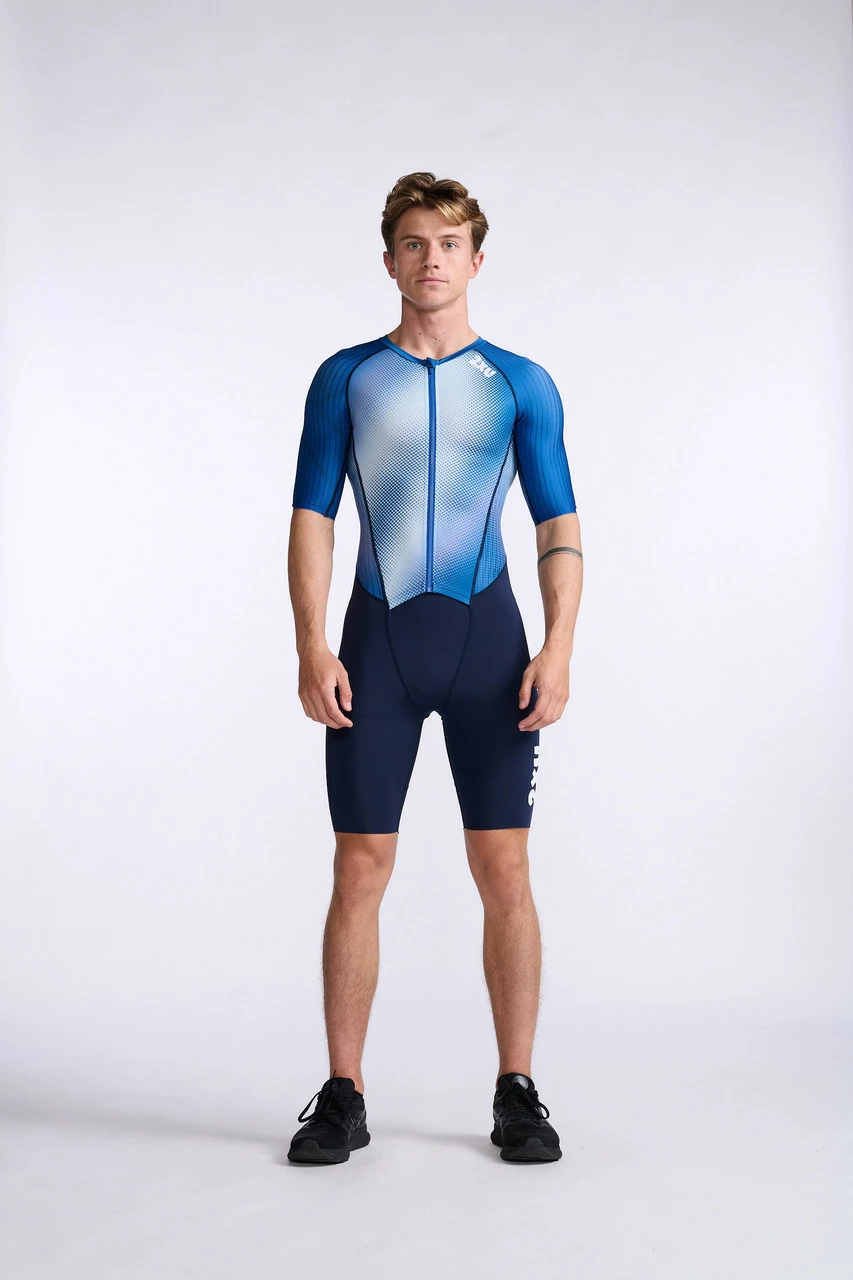 2XU - Aero Sleeved Trisuit - Men's - Midnight/White - 2023 1 2XU - Aero Sleeved Trisuit - Men's - Midnight/White - 2023