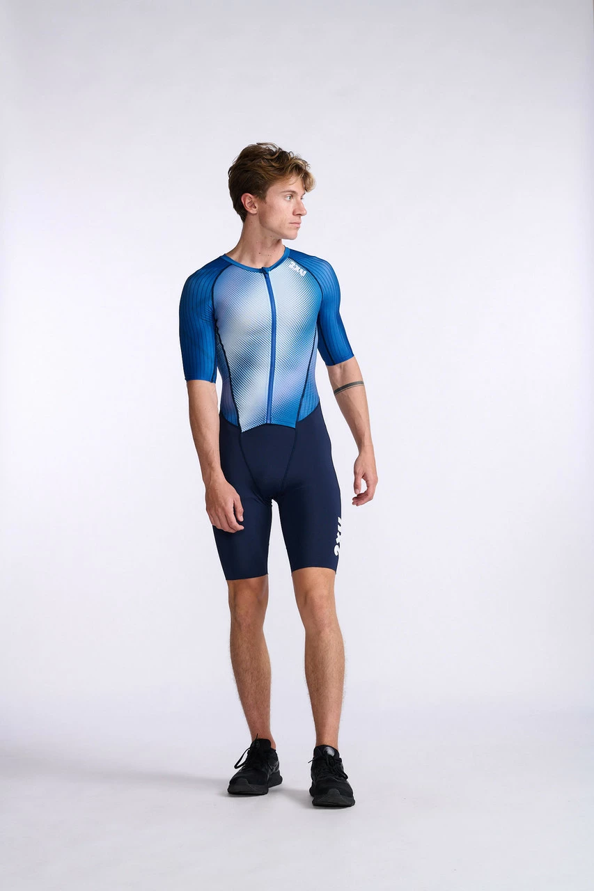 2XU - Aero Sleeved Trisuit - Men's - Midnight/White - 2023 7 2XU - Aero Sleeved Trisuit - Men's - Midnight/White - 2023 - Image 7