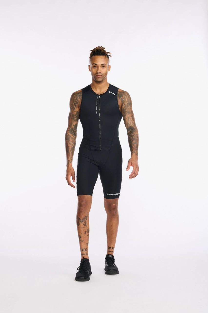 2XU - Aero Front Zip Trisuit - Men's - Black/White - 2023 11 2XU - Aero Front Zip Trisuit - Men's - Black/White - 2023 - Image 11