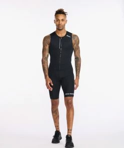 2XU - Aero Front Zip Trisuit - Men's - Black/White - 2023