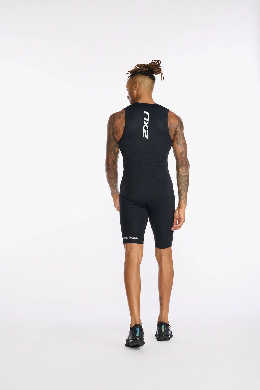 2XU - Aero Front Zip Trisuit - Men's - Black/White - 2023 3 2XU - Aero Front Zip Trisuit - Men's - Black/White - 2023 - Image 3