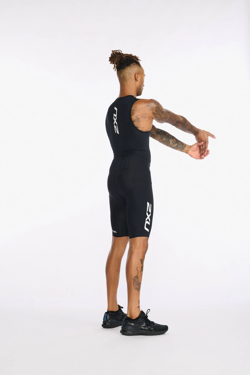 2XU - Aero Front Zip Trisuit - Men's - Black/White - 2023 2 2XU - Aero Front Zip Trisuit - Men's - Black/White - 2023 - Image 2