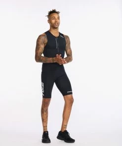 2XU - Aero Front Zip Trisuit - Men's - Black/White - 2023 24 2XU - Aero Front Zip Trisuit - Men's - Black/White - 2023 -ZONE3 shop MT6427d BLK WHT 13 68606.1666359682