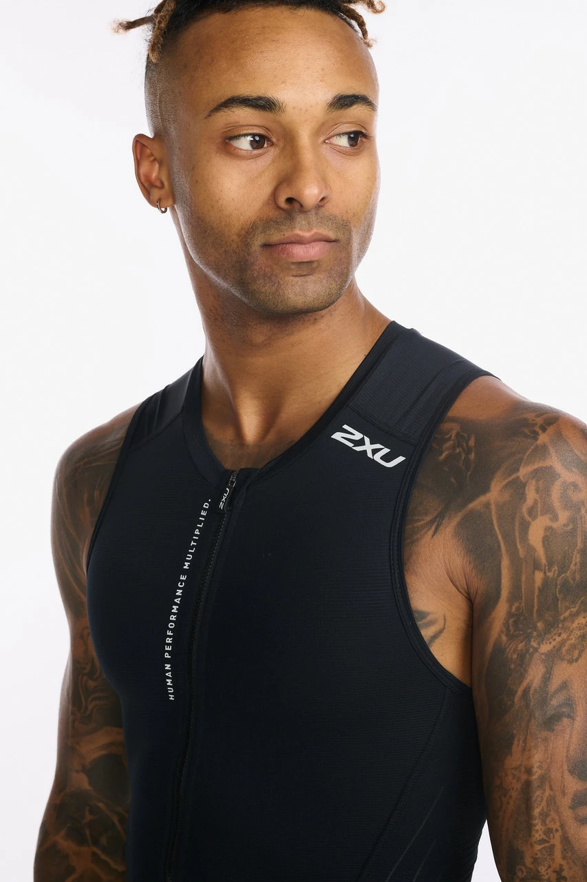 2XU - Aero Front Zip Trisuit - Men's - Black/White - 2023 18 2XU - Aero Front Zip Trisuit - Men's - Black/White - 2023 - Image 18
