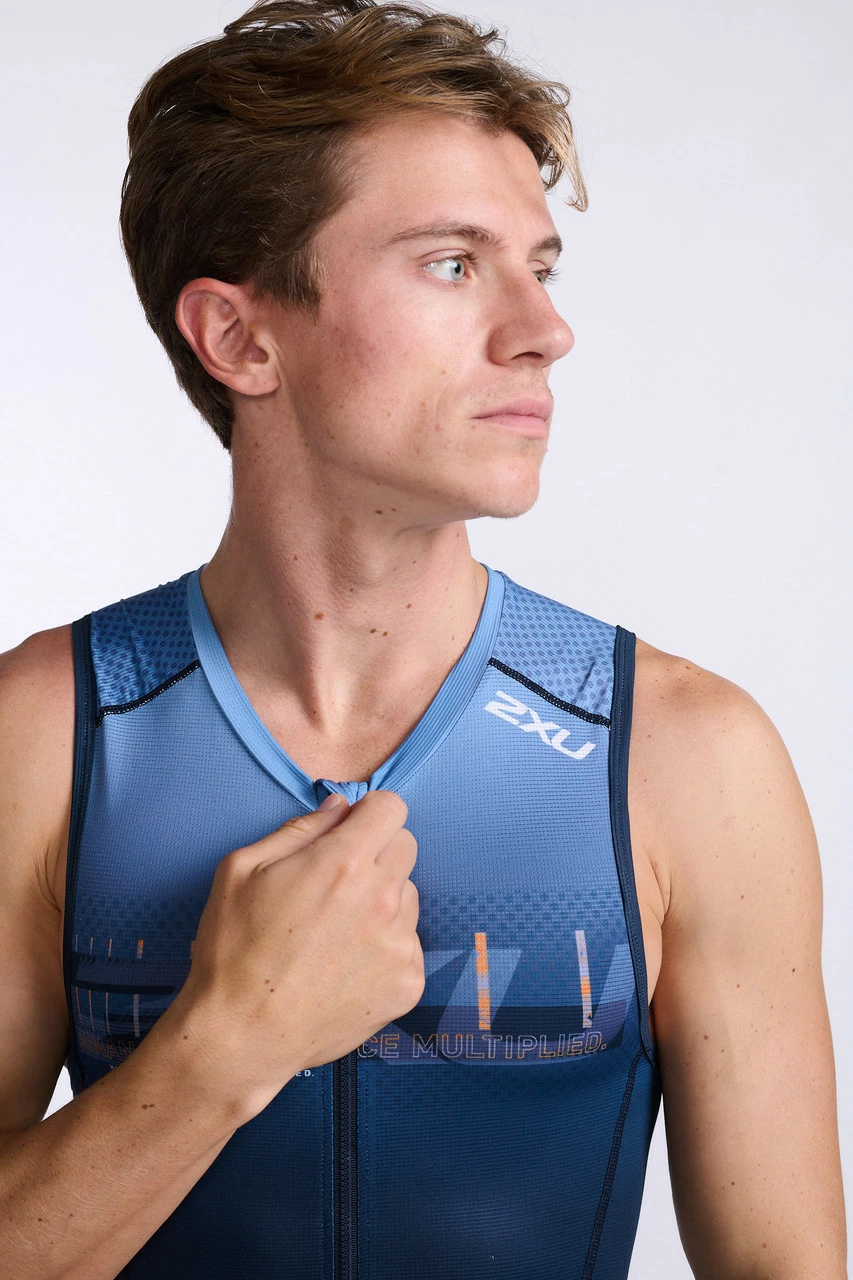 2XU - Aero Front Zip Trisuit - Men's - Midnight/Turmeric - 2023 9 2XU - Aero Front Zip Trisuit - Men's - Midnight/Turmeric - 2023 - Image 9