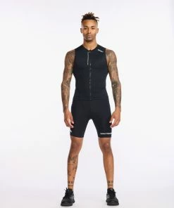 2XU - Aero Tri Singlet - Men's - Black/White - 2023