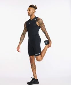 2XU - Aero Tri Singlet - Men's - Black/White - 2023 23 2XU - Aero Tri Singlet - Men's - Black/White - 2023 -ZONE3 shop MT6428a BLK WHT 06 92737.1658399022
