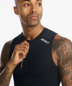 2XU - Aero Tri Singlet - Men's - Black/White - 2023 38 2XU - Aero Tri Singlet - Men's - Black/White - 2023 -ZONE3 shop MT6428a BLK WHT 18 47733.1658399022