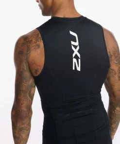 2XU - Aero Tri Singlet - Men's - Black/White - 2023 37 2XU - Aero Tri Singlet - Men's - Black/White - 2023 -ZONE3 shop MT6428a BLK WHT 19 22723.1658399022