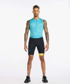 2XU - Core Trisuit - Men's - Black/Pacific -ZONE3 shop MT6437d BLK PAC 01 17585.1673965159