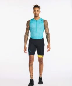 2XU - Core Trisuit - Men's - Black/Pacific -ZONE3 shop MT6437d BLK PAC 02 80810.1673965159