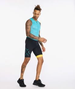 2XU - Core Trisuit - Men's - Black/Pacific -ZONE3 shop MT6437d BLK PAC 12 70923.1673965159