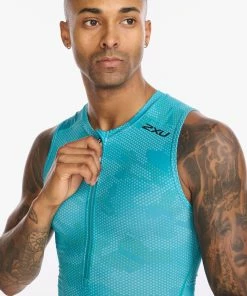 2XU - Core Trisuit - Men's - Black/Pacific -ZONE3 shop MT6437d BLK PAC 16 40973.1673965159