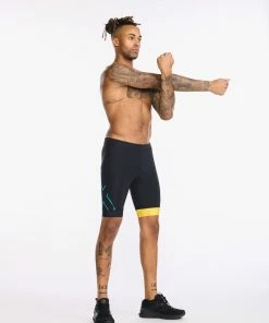 2XU - Core Tri Short - Men's - Black/Sulphur -ZONE3 shop MT6439b BLK SUL 10 57976.1660736782