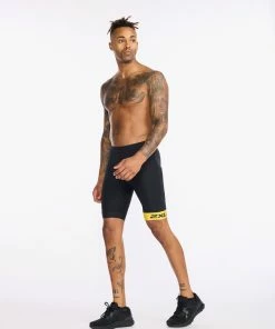 2XU - Core Tri Short - Men's - Black/Sulphur -ZONE3 shop MT6439b BLK SUL 15 04429.1660736783