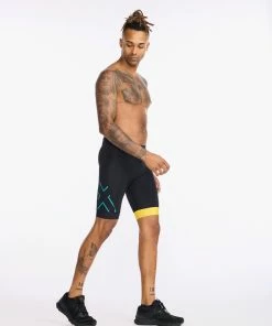 2XU - Core Tri Short - Men's - Black/Sulphur -ZONE3 shop MT6439b BLK SUL 17 56286.1660736783