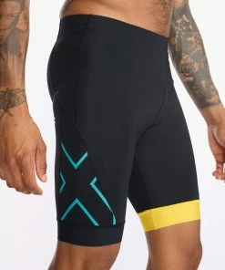2XU - Core Tri Short - Men's - Black/Sulphur -ZONE3 shop MT6439b BLK SUL 18 27232.1660736783