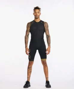 2XU - Light Speed Front Zip Trisuit - Men's - Black/Gold - 2023 24 2XU - Light Speed Front Zip Trisuit - Men's - Black/Gold - 2023 -ZONE3 shop MT6660d BLK GLD 01 78642.1662375663