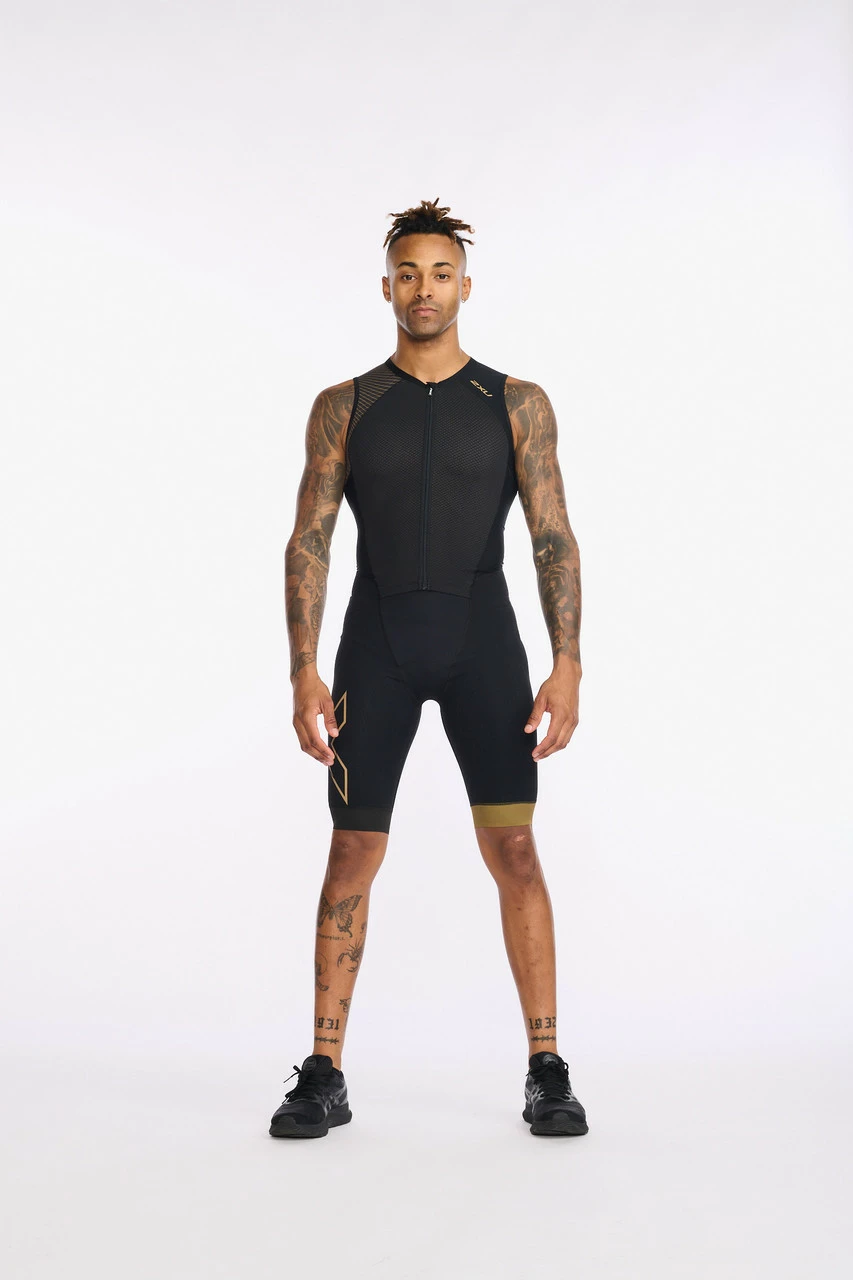 2XU - Light Speed Front Zip Trisuit - Men's - Black/Gold - 2023 7 2XU - Light Speed Front Zip Trisuit - Men's - Black/Gold - 2023 - Image 7