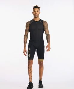 2XU - Light Speed Front Zip Trisuit - Men's - Black/Gold - 2023