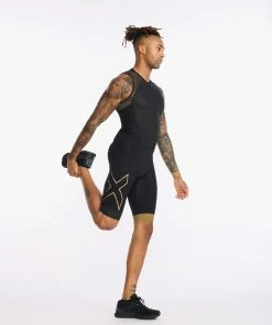 2XU - Light Speed Front Zip Trisuit - Men's - Black/Gold - 2023 30 2XU - Light Speed Front Zip Trisuit - Men's - Black/Gold - 2023 -ZONE3 shop MT6660d BLK GLD 11 00232.1662375663