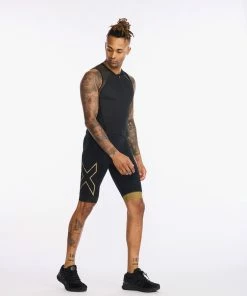 2XU - Light Speed Front Zip Trisuit - Men's - Black/Gold - 2023 23 2XU - Light Speed Front Zip Trisuit - Men's - Black/Gold - 2023 -ZONE3 shop MT6660d BLK GLD 12 95874.1662375663