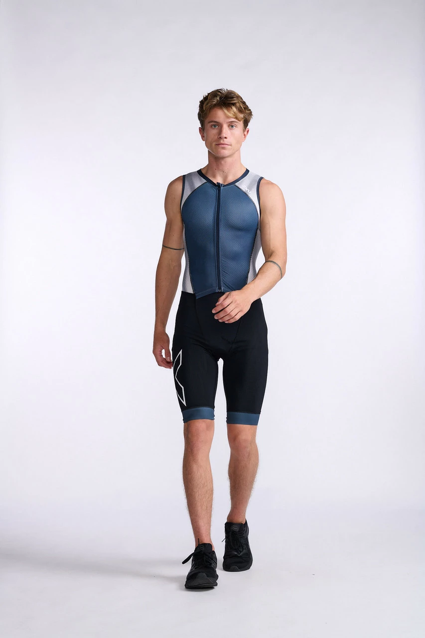 2XU - Light Speed Front Zip Trisuit - Men's - Midnight/White - 2023 12 2XU - Light Speed Front Zip Trisuit - Men's - Midnight/White - 2023 - Image 12