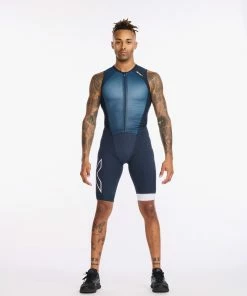 2XU - Light Speed Front Zip Trisuit - Men's - Outerspace/White