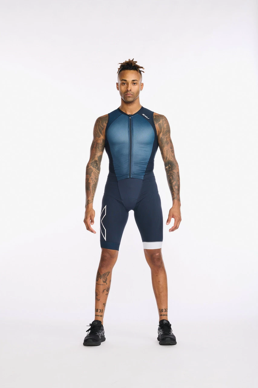 2XU - Light Speed Front Zip Trisuit - Men's - Outerspace/White 1 2XU - Light Speed Front Zip Trisuit - Men's - Outerspace/White