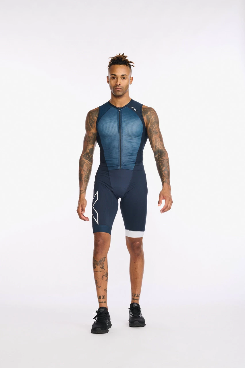 2XU - Light Speed Front Zip Trisuit - Men's - Outerspace/White 2 2XU - Light Speed Front Zip Trisuit - Men's - Outerspace/White - Image 2
