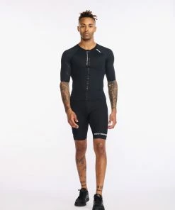 2XU - Aero Tri Sleeved Top - Men's - Black/White - 2023