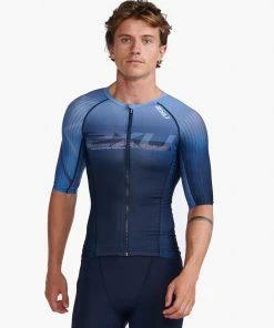 2XU - Aero Tri Sleeved Top - Men's - Midnight/Turmeric