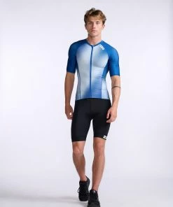 2XU - Aero Tri Sleeved Top - Men's - Surf/White - 2023 -ZONE3 shop MT6662a SUF WHT 02 00345.1666343101