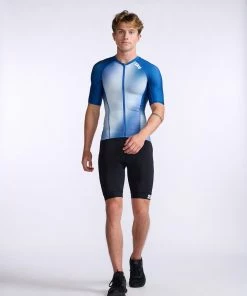 2XU - Aero Tri Sleeved Top - Men's - Surf/White - 2023 -ZONE3 shop MT6662a SUF WHT 03 06245.1666343100