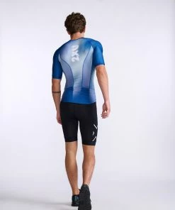 2XU - Aero Tri Sleeved Top - Men's - Surf/White - 2023 -ZONE3 shop MT6662a SUF WHT 06 90494.1666343101