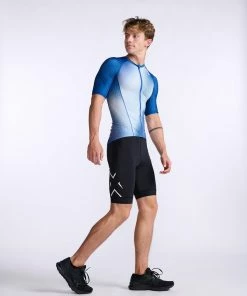 2XU - Aero Tri Sleeved Top - Men's - Surf/White - 2023 -ZONE3 shop MT6662a SUF WHT 09 90025.1666343101