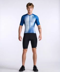 2XU - Aero Tri Sleeved Top - Men's - Surf/White - 2023 -ZONE3 shop MT6662a SUF WHT 10 44501.1666343101